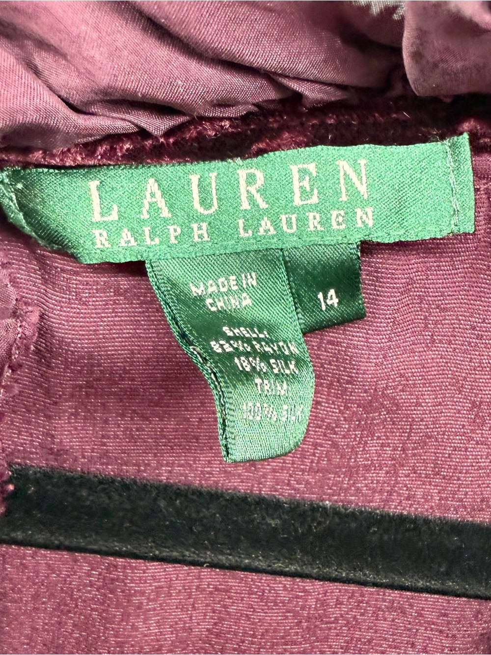 Ralph Lauren Velvet Ruffle Front Button-Down Shirt in Deep Plum - Picture 3 of 6